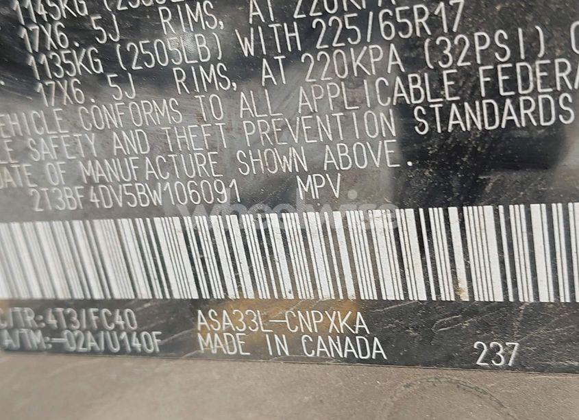 Photo 9 of 2011 Toyota Rav4 N/A (VIN 2T3BF4DV5BW106091)