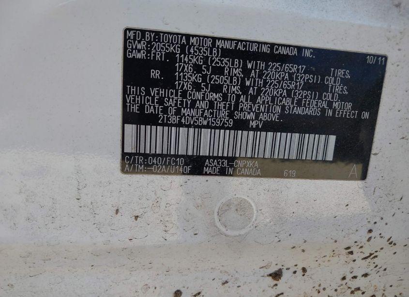 Photo 9 of 2011 Toyota Rav4 (VIN 2T3BF4DV5BW159759)