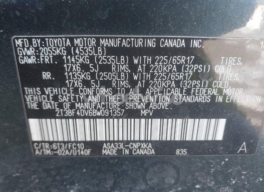 Photo 9 of 2011 Toyota Rav4 (VIN 2T3BF4DV6BW091357)