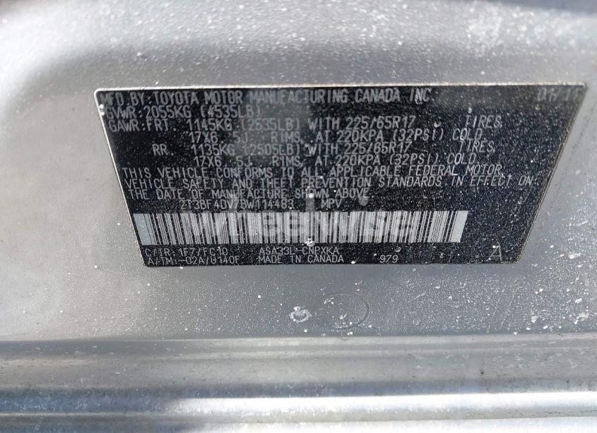 Photo 9 of 2011 Toyota Rav4 (VIN 2T3BF4DV7BW114483)