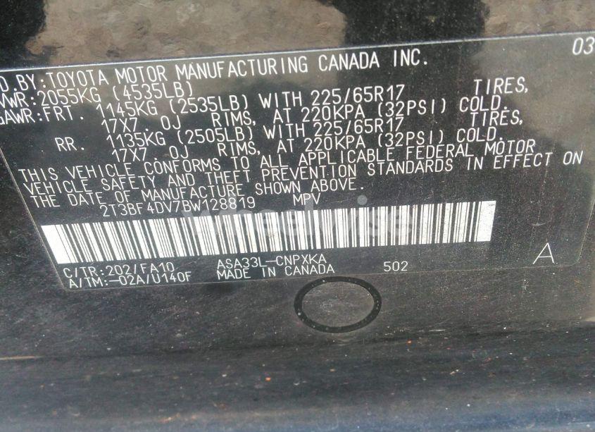 Photo 9 of 2011 Toyota Rav4 (VIN 2T3BF4DV7BW128819)