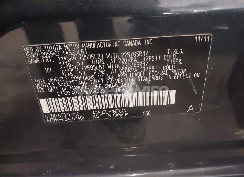 Photo 9 of 2011 Toyota Rav4 (VIN 2T3BF4DV7BW164025)