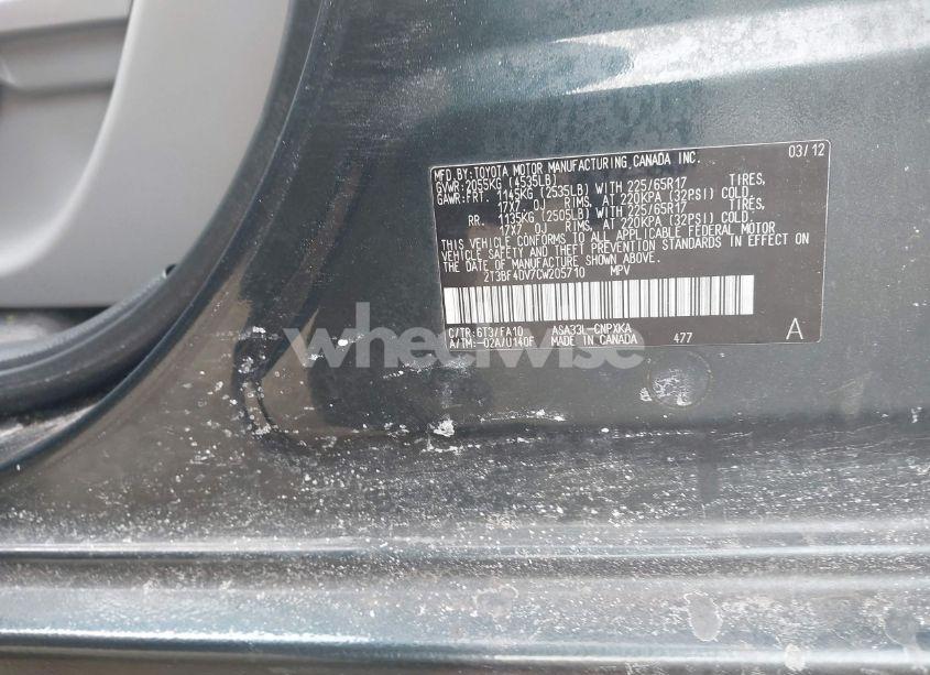 Photo 9 of 2012 Toyota Rav4 (VIN 2T3BF4DV7CW205710)