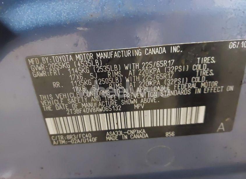 Photo 9 of 2010 Toyota Rav4 (VIN 2T3BF4DV8AW065132)