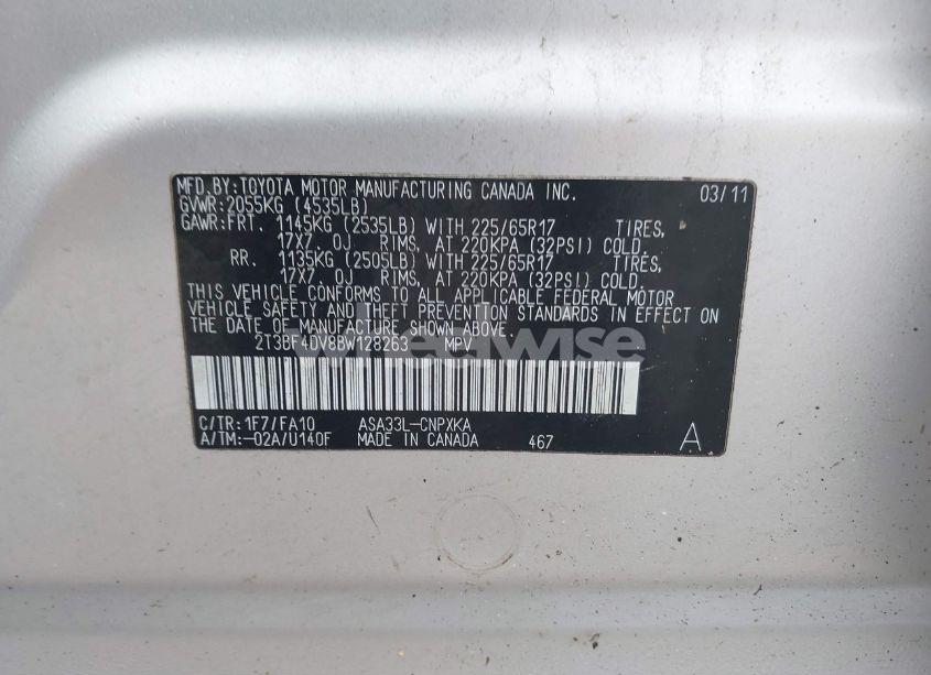Photo 9 of 2011 Toyota Rav4 (VIN 2T3BF4DV8BW128263)