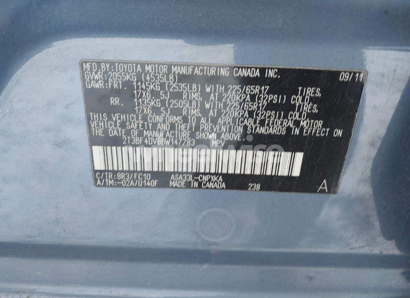 Photo 9 of 2011 Toyota Rav4 (VIN 2T3BF4DV8BW147783)