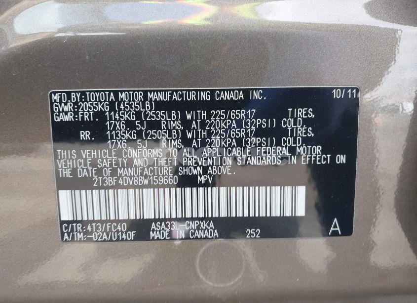 Photo 9 of 2011 Toyota Rav4 (VIN 2T3BF4DV8BW159660)