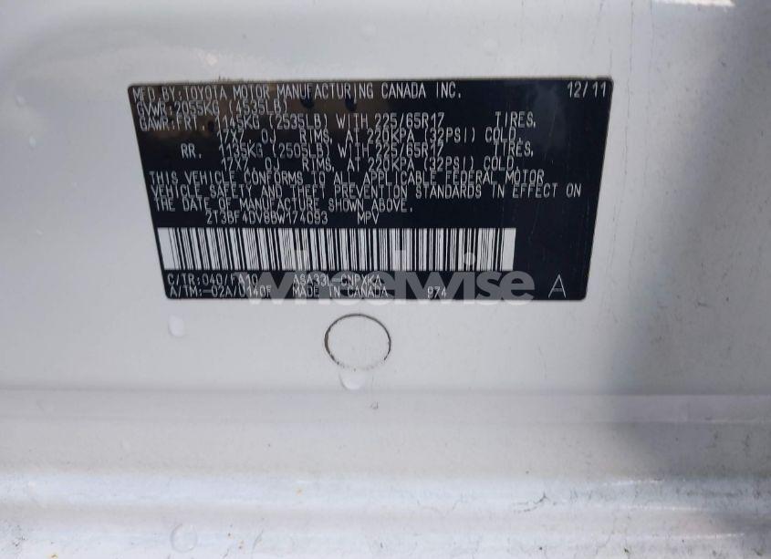 Photo 9 of 2011 Toyota Rav4 (VIN 2T3BF4DV8BW174093)