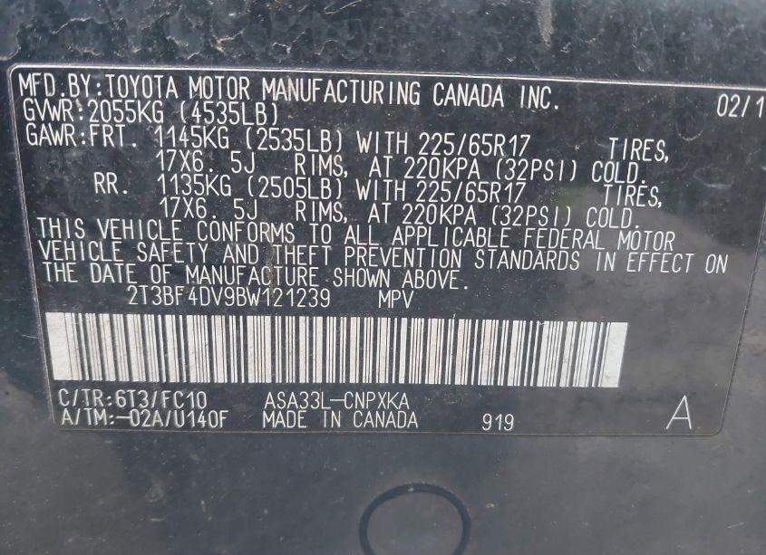 Photo 9 of 2011 Toyota Rav4 (VIN 2T3BF4DV9BW121239)