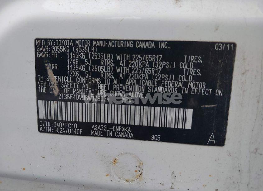 Photo 9 of 2011 Toyota Rav4 (VIN 2T3BF4DV9BW129034)