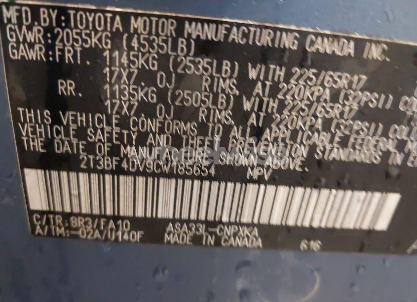 Photo 9 of 2012 Toyota Rav4 (VIN 2T3BF4DV9CW185654)