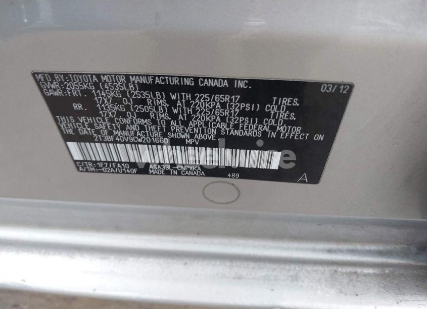 Photo 9 of 2012 Toyota Rav4 (VIN 2T3BF4DV9CW201660)