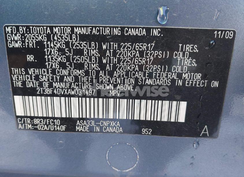 Photo 9 of 2010 Toyota Rav4 (VIN 2T3BF4DVXAW031497)