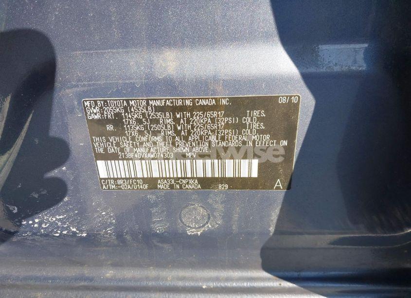 Photo 9 of 2010 Toyota Rav4 (VIN 2T3BF4DVXAW074303)