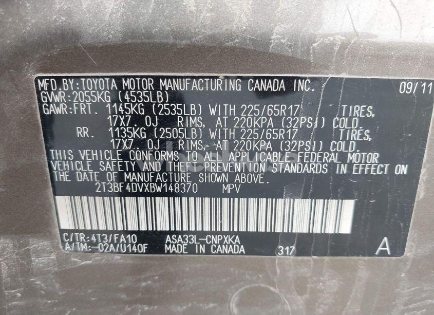 Photo 9 of 2011 Toyota Rav4 (VIN 2T3BF4DVXBW148370)