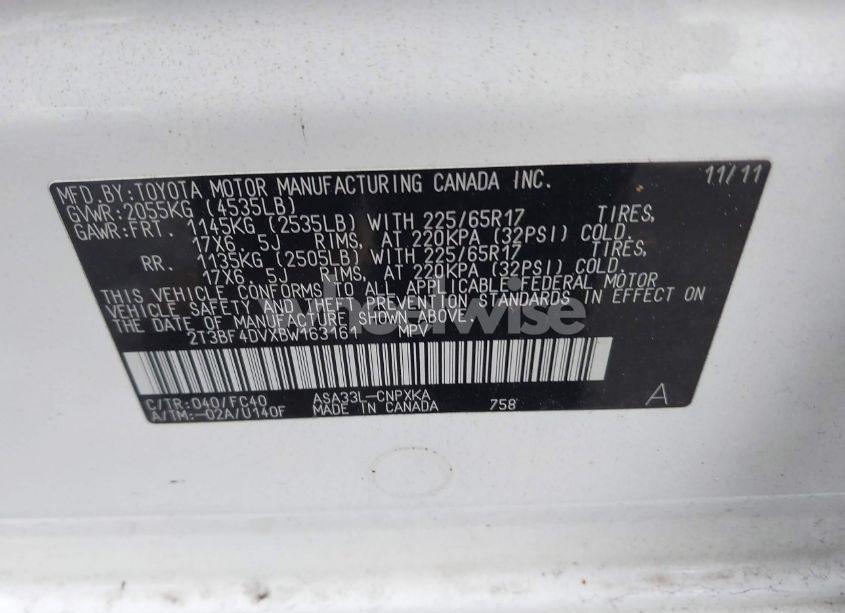 Photo 9 of 2011 Toyota Rav4 (VIN 2T3BF4DVXBW163161)