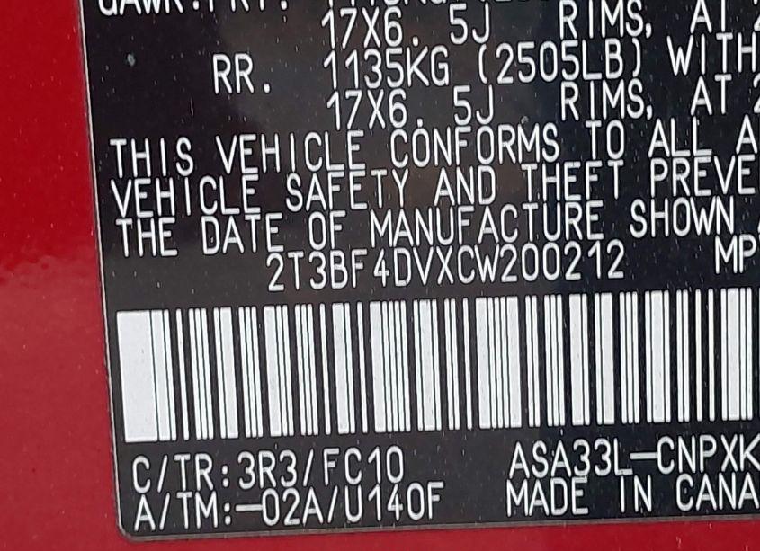 Photo 9 of 2012 Toyota Rav4 (VIN 2T3BF4DVXCW200212)