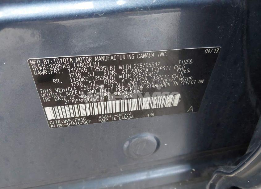 Photo 9 of 2013 Toyota Rav4 LE (VIN 2T3BFREV0DW037163)