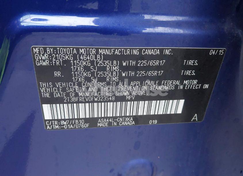 Photo 9 of 2015 Toyota Rav4 LE (VIN 2T3BFREV0FW323548)