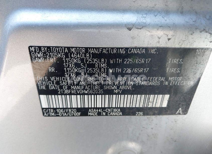 Photo 9 of 2017 Toyota Rav4 LE (VIN 2T3BFREV0HW562035)