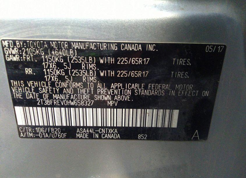 Photo 9 of 2017 Toyota Rav4 LE (VIN 2T3BFREV0HW658327)