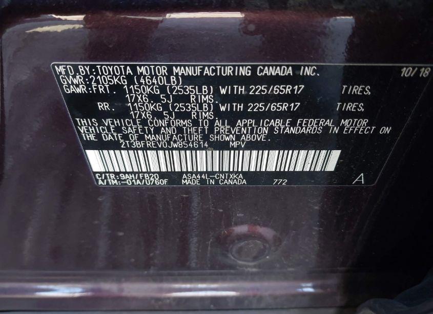 Photo 9 of 2018 Toyota Rav4 LE (VIN 2T3BFREV0JW854614)