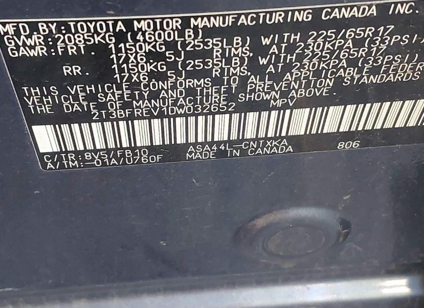 Photo 9 of 2013 Toyota Rav4 LE (VIN 2T3BFREV1DW032652)