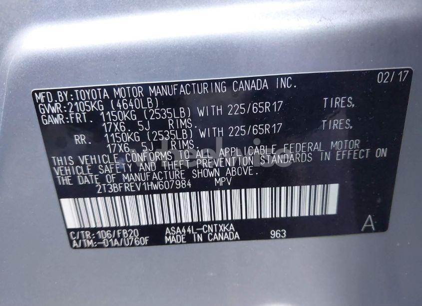 Photo 9 of 2017 Toyota Rav4 LE (VIN 2T3BFREV1HW607984)