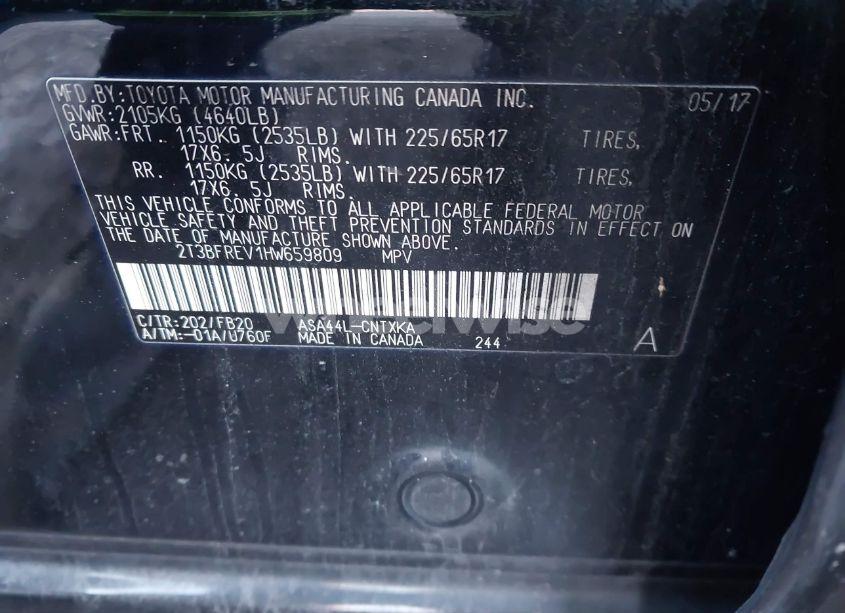 Photo 9 of 2017 Toyota Rav4 LE (VIN 2T3BFREV1HW659809)