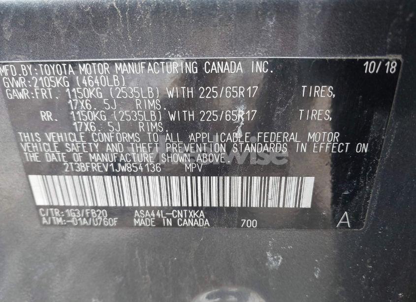 Photo 9 of 2018 Toyota Rav4 LE (VIN 2T3BFREV1JW854136)