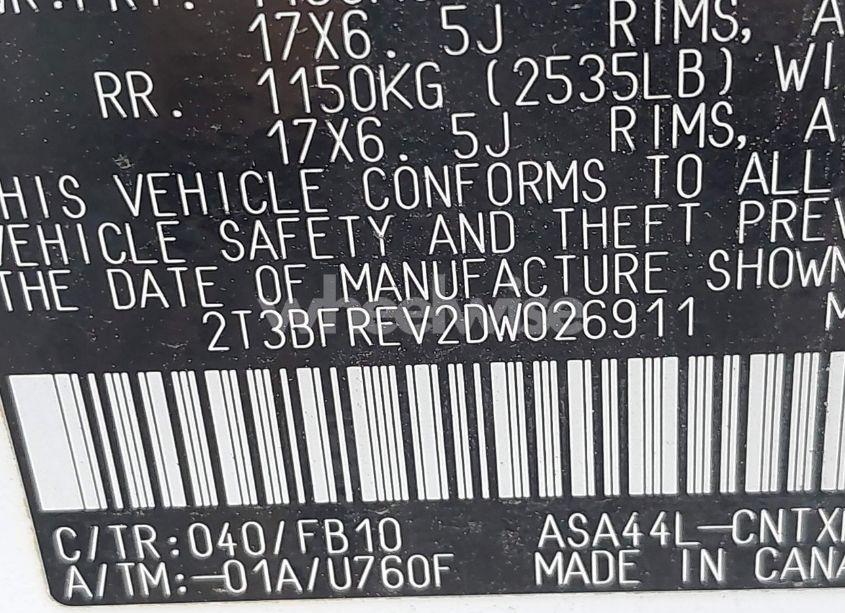 Photo 9 of 2013 Toyota Rav4 LE (VIN 2T3BFREV2DW026911)