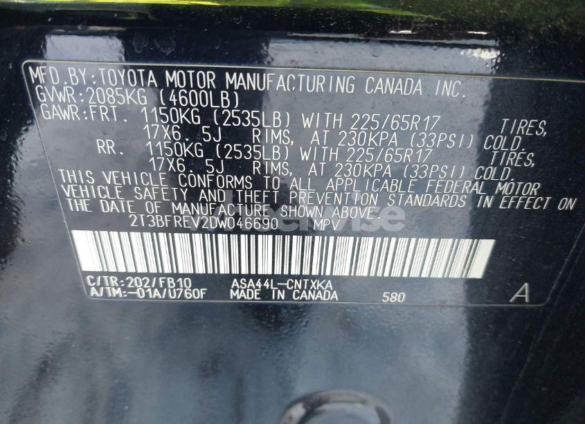 Photo 9 of 2013 Toyota Rav4 LE (VIN 2T3BFREV2DW046690)