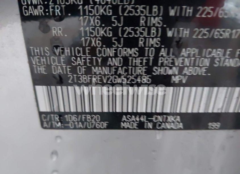 Photo 9 of 2016 Toyota Rav4 LE (VIN 2T3BFREV2GW525485)