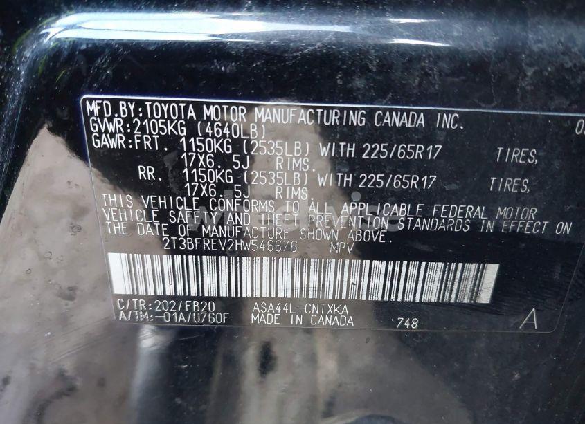 Photo 9 of 2017 Toyota Rav4 LE (VIN 2T3BFREV2HW546676)