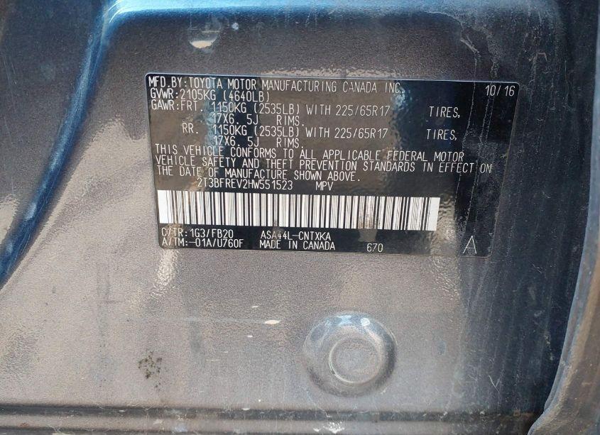 Photo 9 of 2017 Toyota Rav4 LE (VIN 2T3BFREV2HW551523)