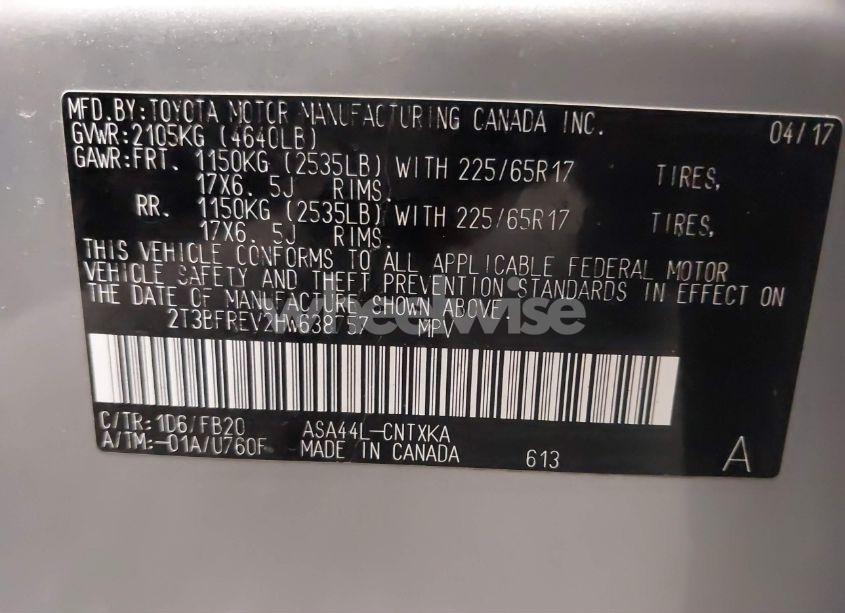 Photo 9 of 2017 Toyota Rav4 LE (VIN 2T3BFREV2HW638757)