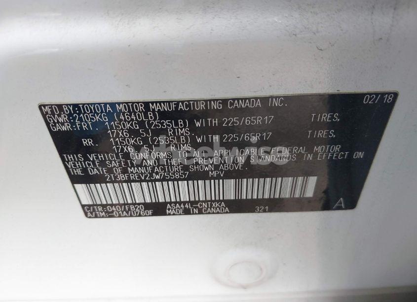 Photo 9 of 2018 Toyota Rav4 LE (VIN 2T3BFREV2JW755857)