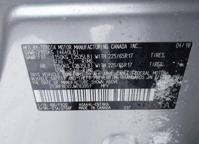 Photo 9 of 2018 Toyota Rav4 LE (VIN 2T3BFREV2JW783951)