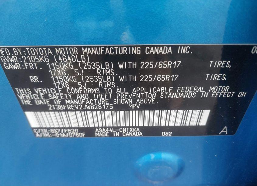 Photo 9 of 2018 Toyota Rav4 LE (VIN 2T3BFREV2JW828175)