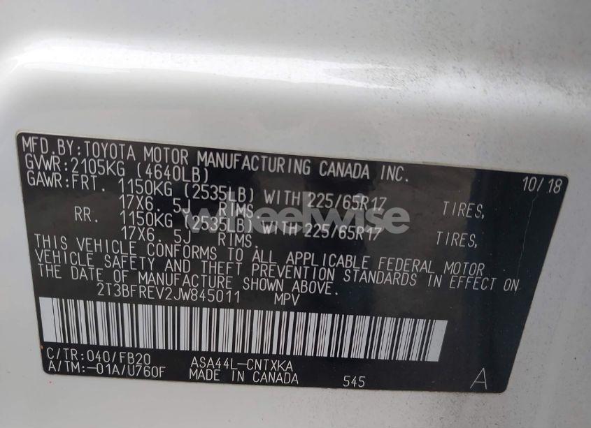 Photo 9 of 2018 Toyota Rav4 LE (VIN 2T3BFREV2JW845011)