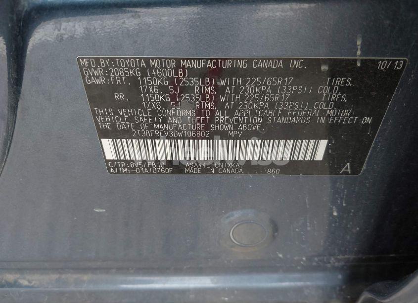 Photo 9 of 2013 Toyota Rav4 LE (VIN 2T3BFREV3DW106802)