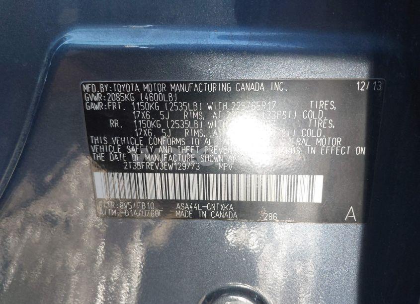 Photo 9 of 2014 Toyota Rav4 LE (VIN 2T3BFREV3EW129773)