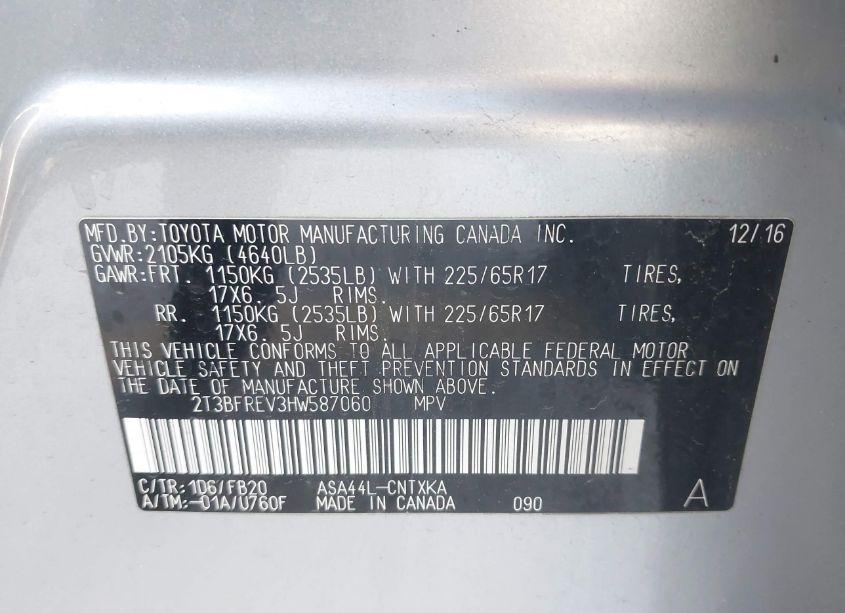 Photo 9 of 2017 Toyota Rav4 LE (VIN 2T3BFREV3HW587060)