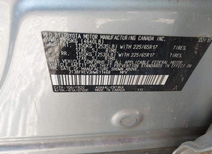 Photo 9 of 2017 Toyota Rav4 LE (VIN 2T3BFREV3HW611468)