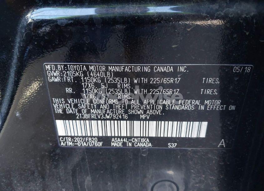 Photo 9 of 2018 Toyota Rav4 LE (VIN 2T3BFREV3JW792416)