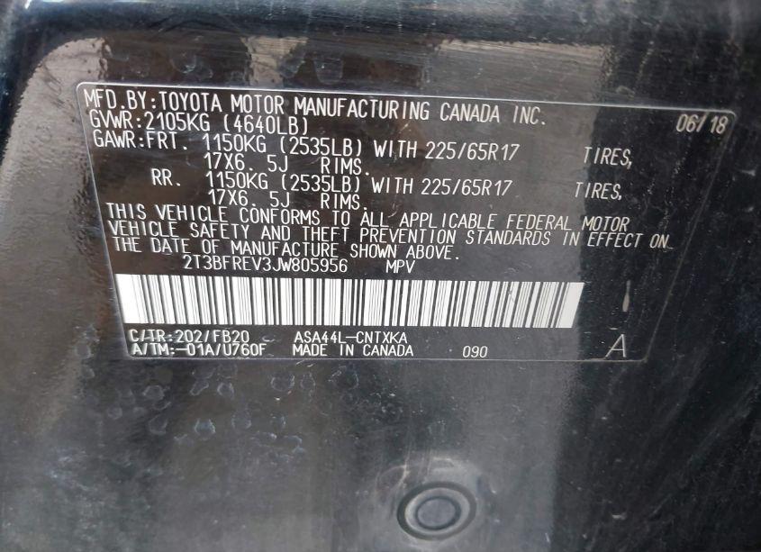 Photo 9 of 2018 Toyota Rav4 LE (VIN 2T3BFREV3JW805956)