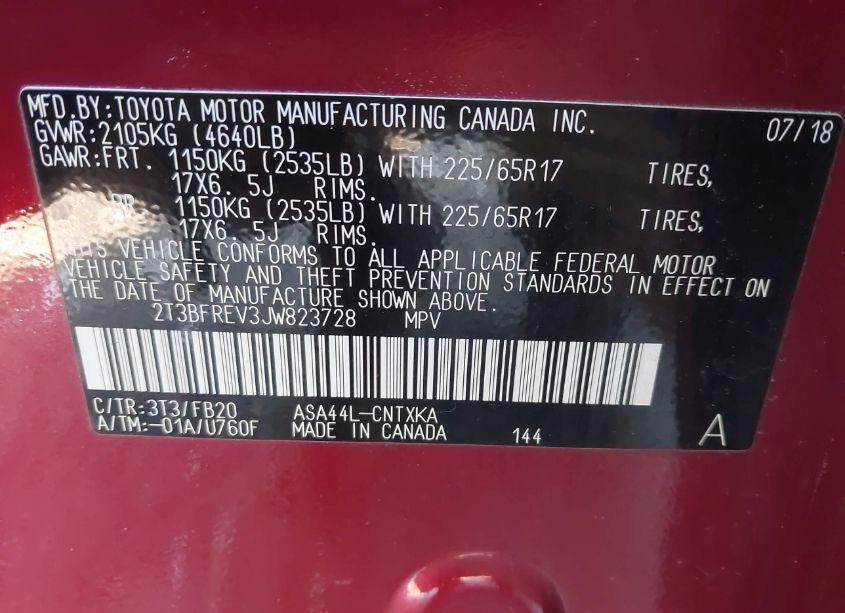 Photo 9 of 2018 Toyota Rav4 LE (VIN 2T3BFREV3JW823728)