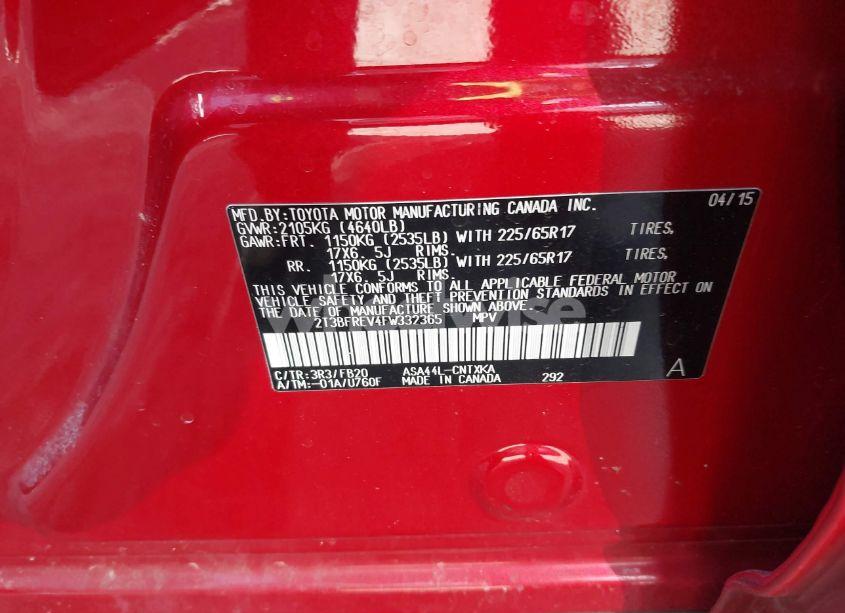 Photo 9 of 2015 Toyota Rav4 LE (VIN 2T3BFREV4FW332365)