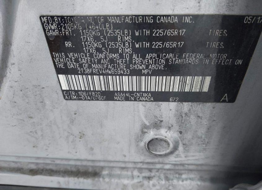 Photo 9 of 2017 Toyota Rav4 LE (VIN 2T3BFREV4HW659433)