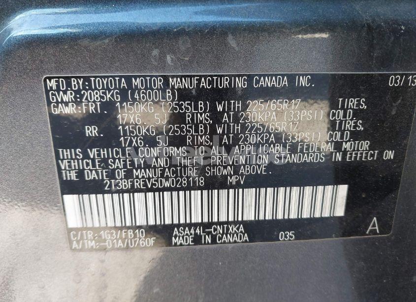 Photo 9 of 2013 Toyota Rav4 LE (VIN 2T3BFREV5DW028118)